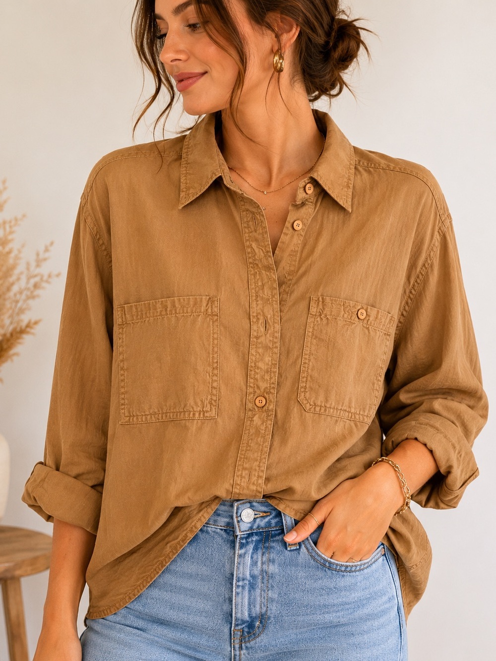 Sunny Leigh Brown Silk Blouse